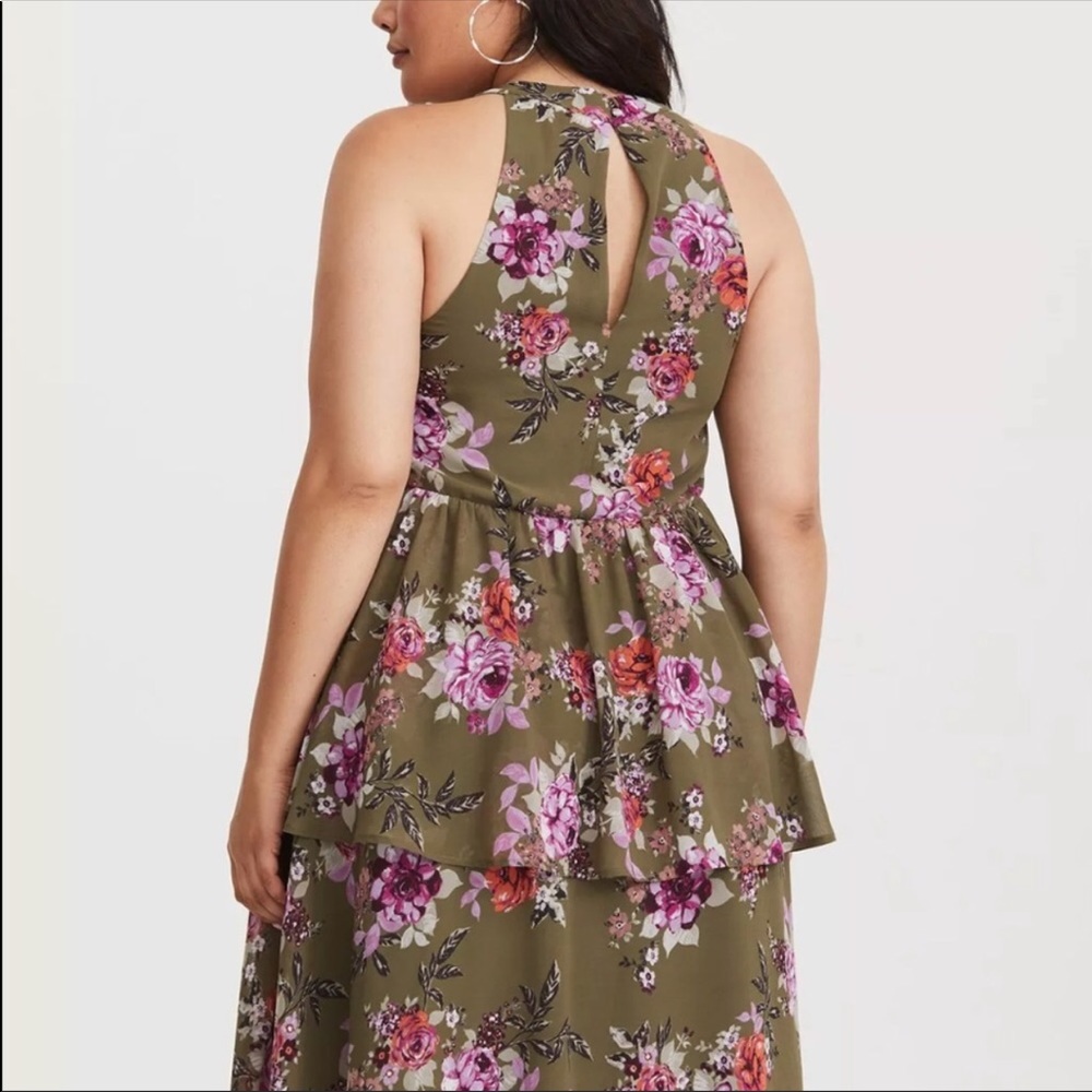 Olive green floral dress